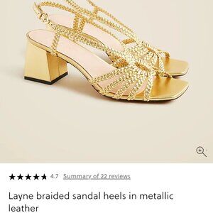 J.CREW Layne Braided Sandal Heels - Metallic Leather